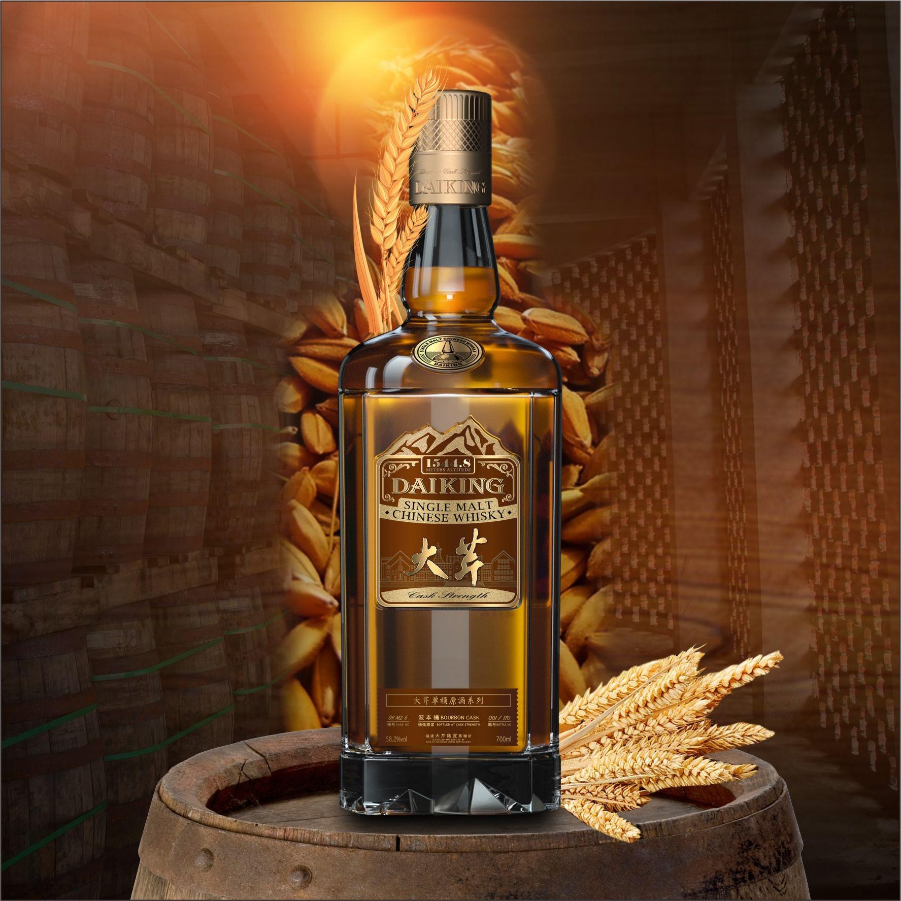 大芹波本单桶威士忌  麦芽棕